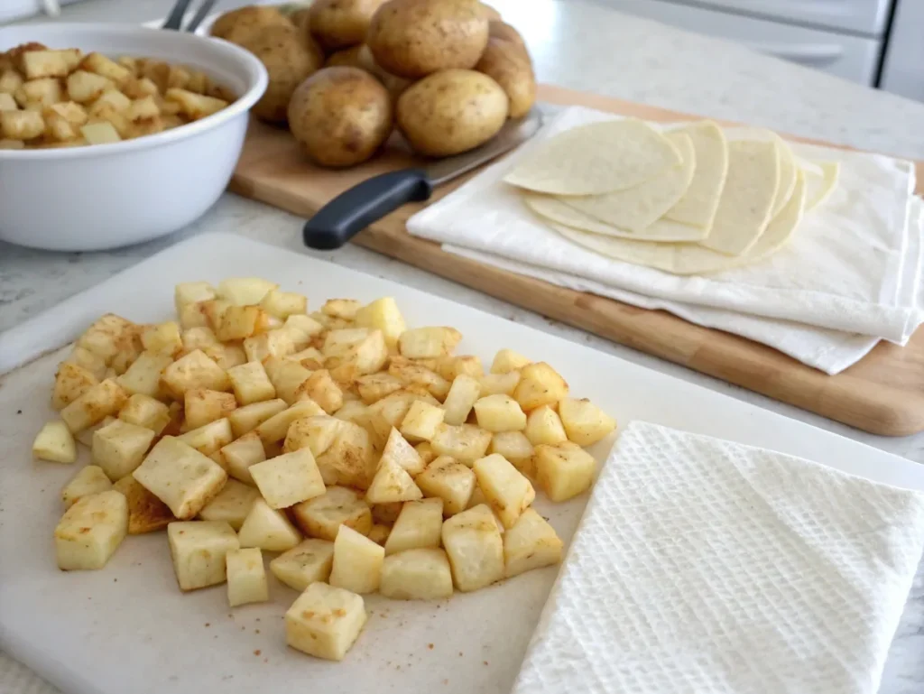 step-1 cheesy potato burrito