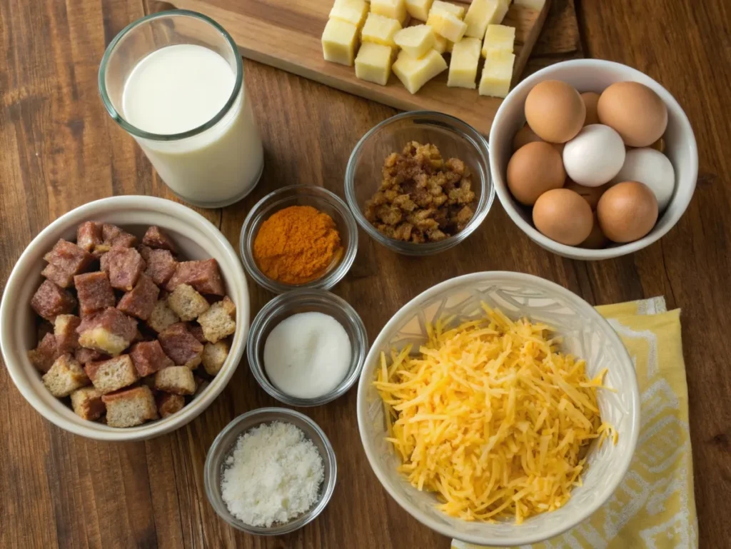 ingredients sausage egg and cheese casserole
